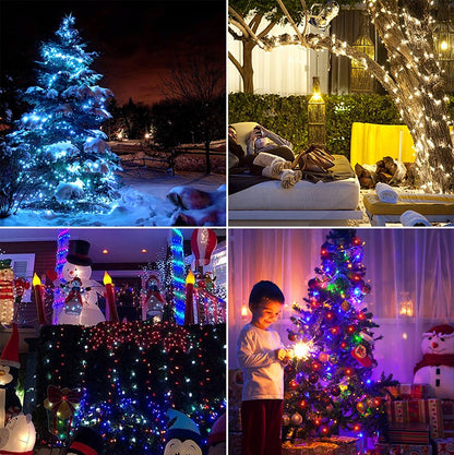 Outdoor LED Christmas Lights Green Wire Leather 24V Fairy Lights String Waterproof Garden Party Wedding Garland Decor New Year Q