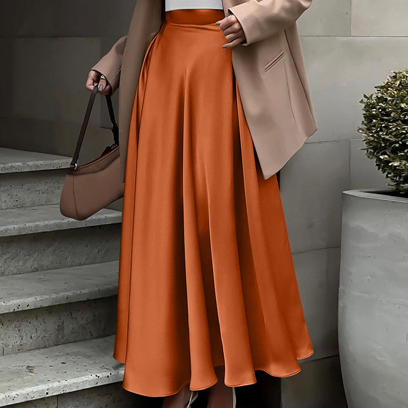 2025 Stylish Autumn High Waist Party Satin Skirts ZANZEA Women Jupe Plus Size Solid A-line OL Work Faldas Saia Maxi Long Skirt