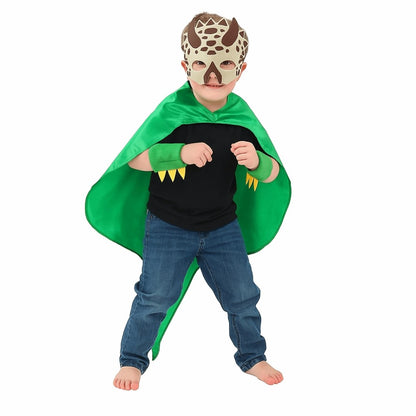 Boys Girls Dinosaur Cape Dragon Hooded Cloak for Kids Halloween Costume Christmas Fancy Mask Cosplay Costumes