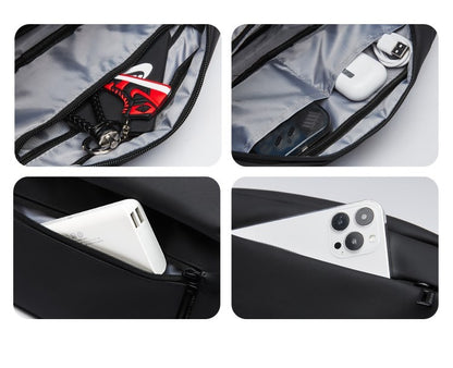 MATE ELAN Urban Business Thin Crossbody Shoulder Bag Men Fashion Waterproof Waist Fanny Pack Chest Bags Black Best iPad Bumbag