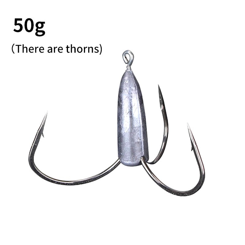 Anzóis de Pesca Triplos Prateados de Aço Carbono com Farpa 20g/30g/40g/50g/60g/80g Agulha de Pesca Acessórios de Pesca