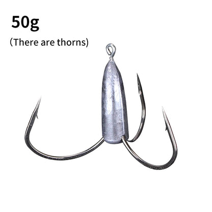 Anzóis de Pesca Triplos Prateados de Aço Carbono com Farpa 20g/30g/40g/50g/60g/80g Agulha de Pesca Acessórios de Pesca