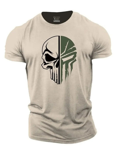 Summer Fashion Men's Pure cotton T Shirt 2D  Military Skull Dropped  Gym Short-Sleeved tracksuit men Clothing t-shirt tops