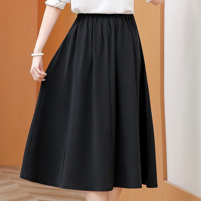 2024 New Solid Color Fringe Skirt Summer Classic Clothing Women's Loose Plus Size Skirt New Street Elegance Calf Belly Skirt