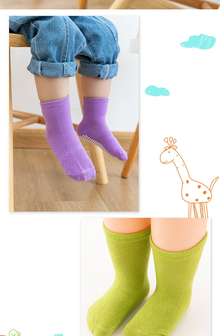 6 Pairs Baby Socks Spring Autumn Cartoon Weather Full Bottom Anti Slip Mid Tube Kids Boys Girls Socks