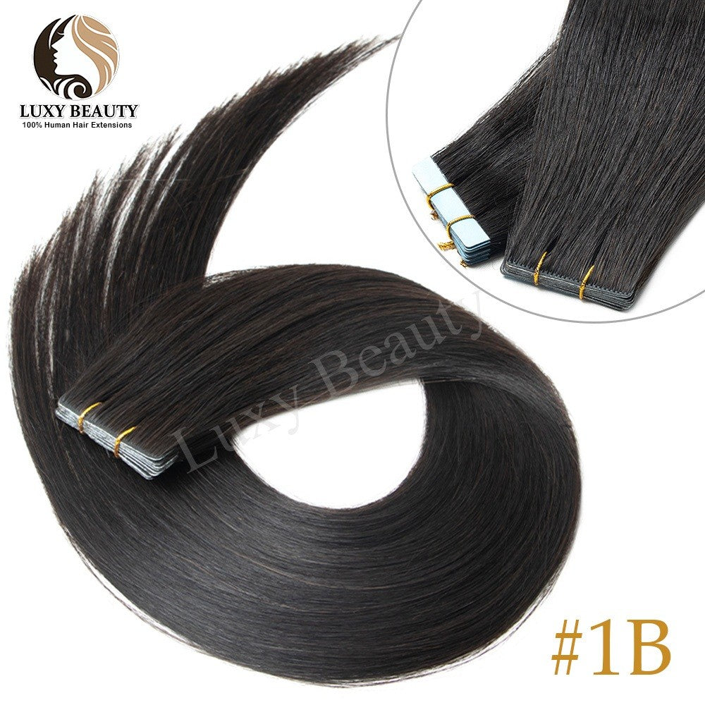 Fita Invisível de Aplique de Cabelo Humano Fita PU Injetada Dupla Face Extensões de Cabelo Preto Loiro Castanho Apliques de Fita 10 Peças