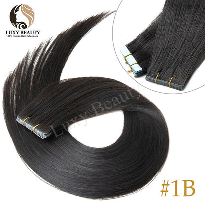 Fita Invisível de Aplique de Cabelo Humano Fita PU Injetada Dupla Face Extensões de Cabelo Preto Loiro Castanho Apliques de Fita 10 Peças