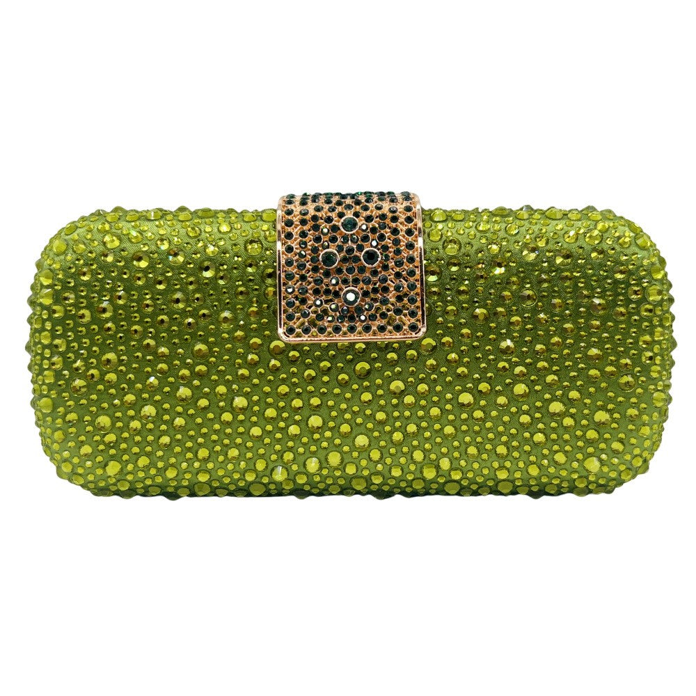 XIYUAN Women Green Crystal Evening Clutch Bag Glittering Purple Rhinestone Handbag Wedding Party Purse Full-diamond Bridal Bags