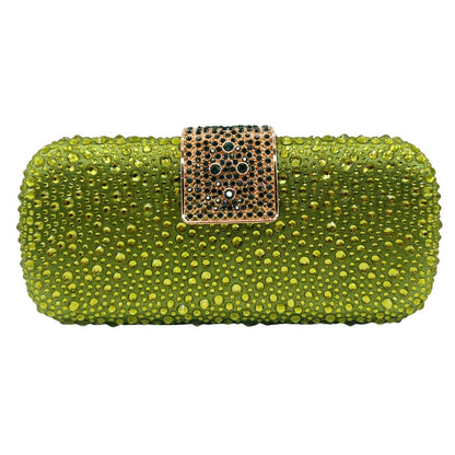 XIYUAN Women Green Crystal Evening Clutch Bag Glittering Purple Rhinestone Handbag Wedding Party Purse Full-diamond Bridal Bags