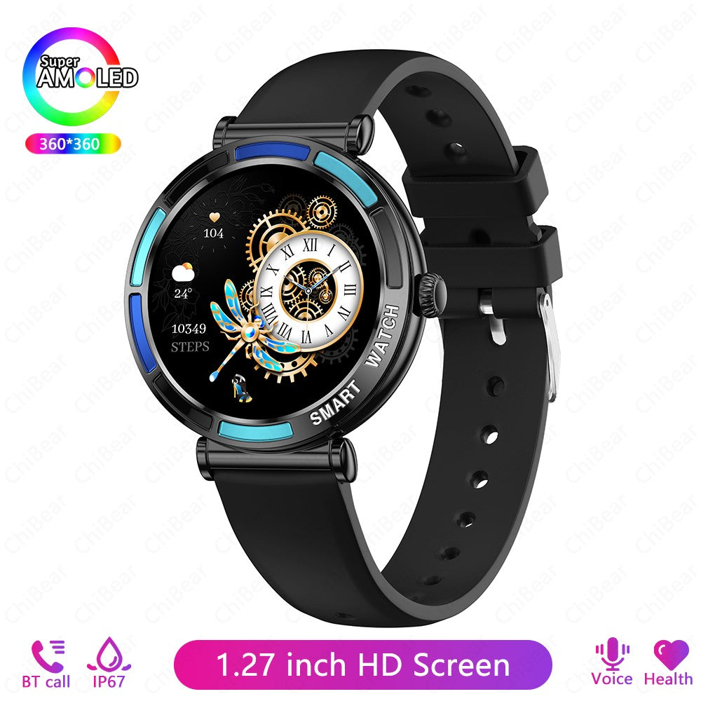 2025 Novo Smartwatch Feminino da Moda Tela HD 360*360 Pulseira Esportiva Mostrador Personalizado Frequência Cardíaca Chamada de Voz Smartwatch Para Android iOS
