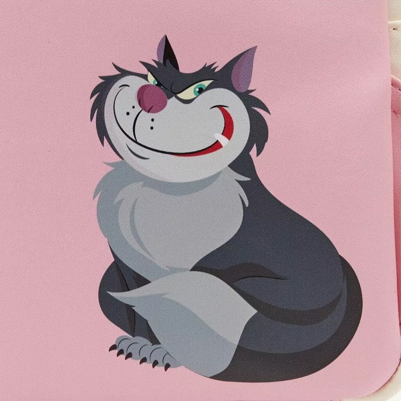 Mochila Loungefly Mini Princessa Gus e Jaq Teacup 70º Aniversário Lenticular Série Cinderela