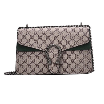 Women Stylish Retro Print Shoulder Crossbody Bag Fashionable Chain Underarm Purse Medium Hardness Polyester Lining