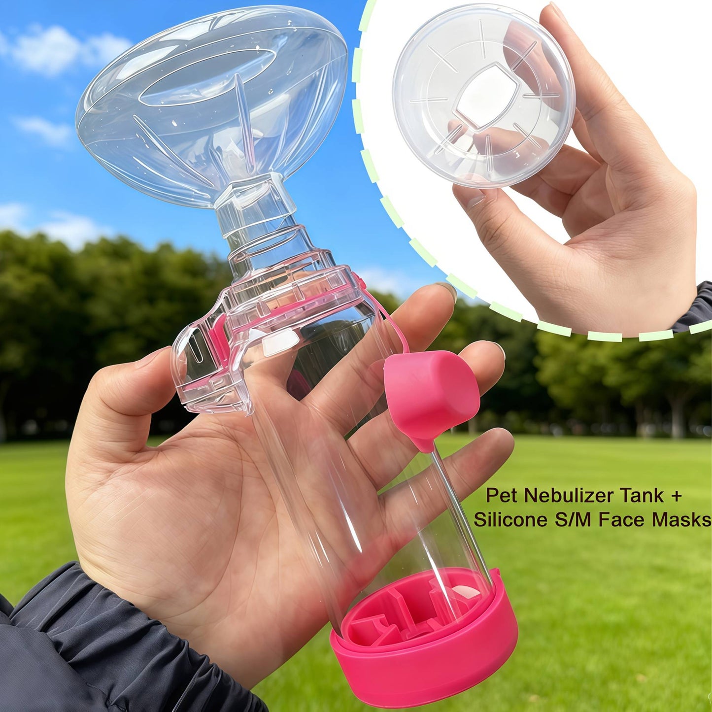 Nebulizadores para pets, para gatos e cachorros, nebulizador portátil, com duas máscaras de silicone incluídas.