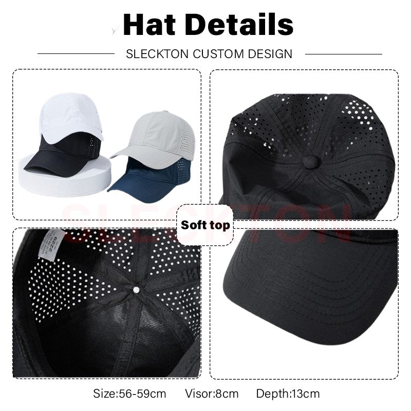 SLECKTON Custom Logo Embroidery Quick-Dry Baseball Cap for Summer Protection Breathable Waterproof Design DIY Picture Print