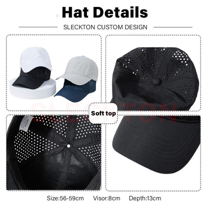 SLECKTON Custom Logo Embroidery Quick-Dry Baseball Cap for Summer Protection Breathable Waterproof Design DIY Picture Print