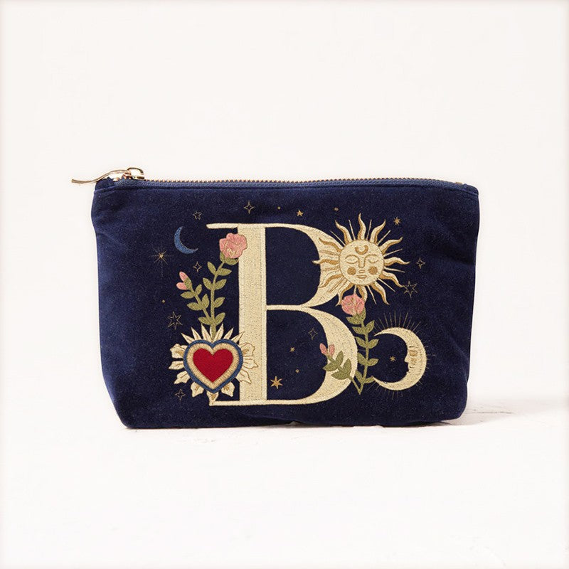 Velvet Handbag Vintage Printed Letter Pattern Makeup Bag