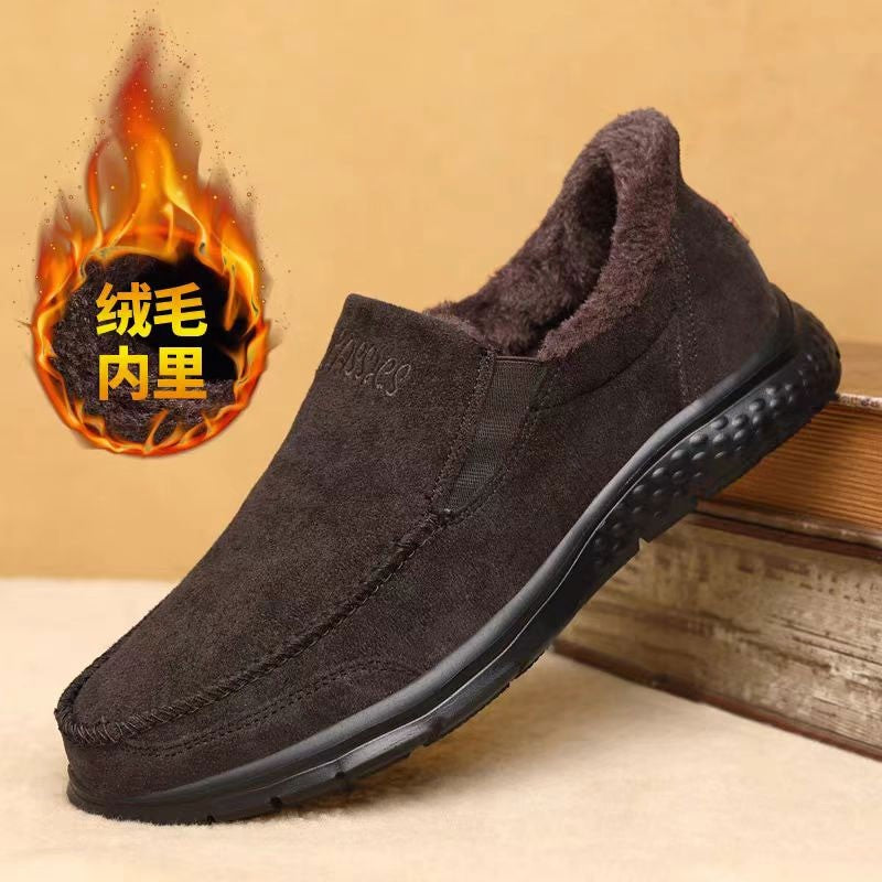 Fashionable Warm Winter Loafers Comfortable Walking Shoes Soft Lightweight Gift for Dad Suitable for Middle-Aged And Elderly Men