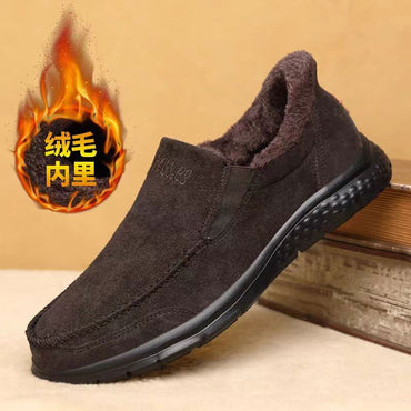 Fashionable Warm Winter Loafers Comfortable Walking Shoes Soft Lightweight Gift for Dad Suitable for Middle-Aged And Elderly Men