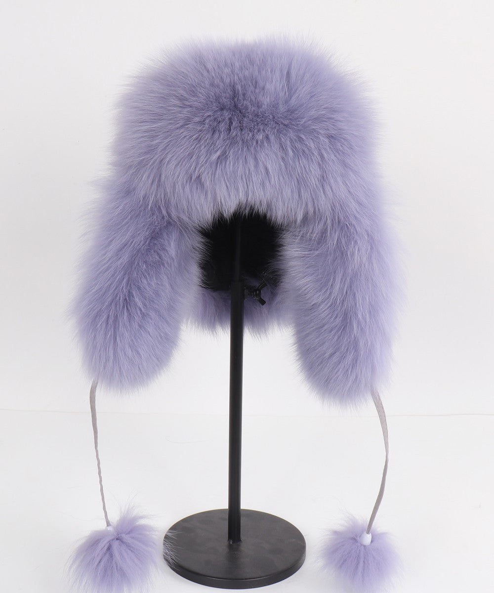 2025 Novo Chapéu Feminino Ushanka Russo de Pele de Raposa Natural Inverno Grosso Quente Orelhas Moda Chapéu Bomber Senhora Gorro Genuíno de Pele de Raposa Real