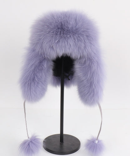2025 Novo Chapéu Feminino Ushanka Russo de Pele de Raposa Natural Inverno Grosso Quente Orelhas Moda Chapéu Bomber Senhora Gorro Genuíno de Pele de Raposa Real