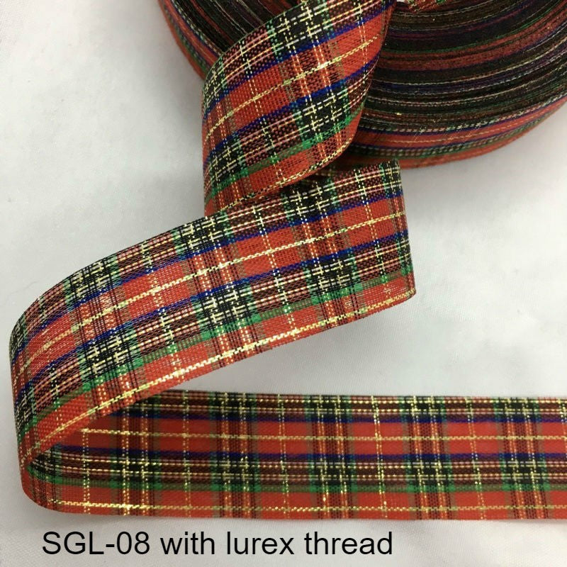 Gingham Ribbon Scottish Fabrics 10Y 2.5cm For Handmade DIY Craft Gift Floral Packing  Wedding Christmas Wreath Deco
