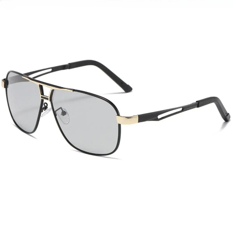Men Night Vision Polarized Photochromic Sunglasses Aviator Style Yellow Color Change Lenses Driving Sun Glasses