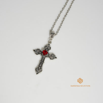 Colar com Pingente de Cruz de Cristal Estilo Punk Gótico Colar de Clavícula Joias Estéticas Presentes para Festa Masculino Feminino