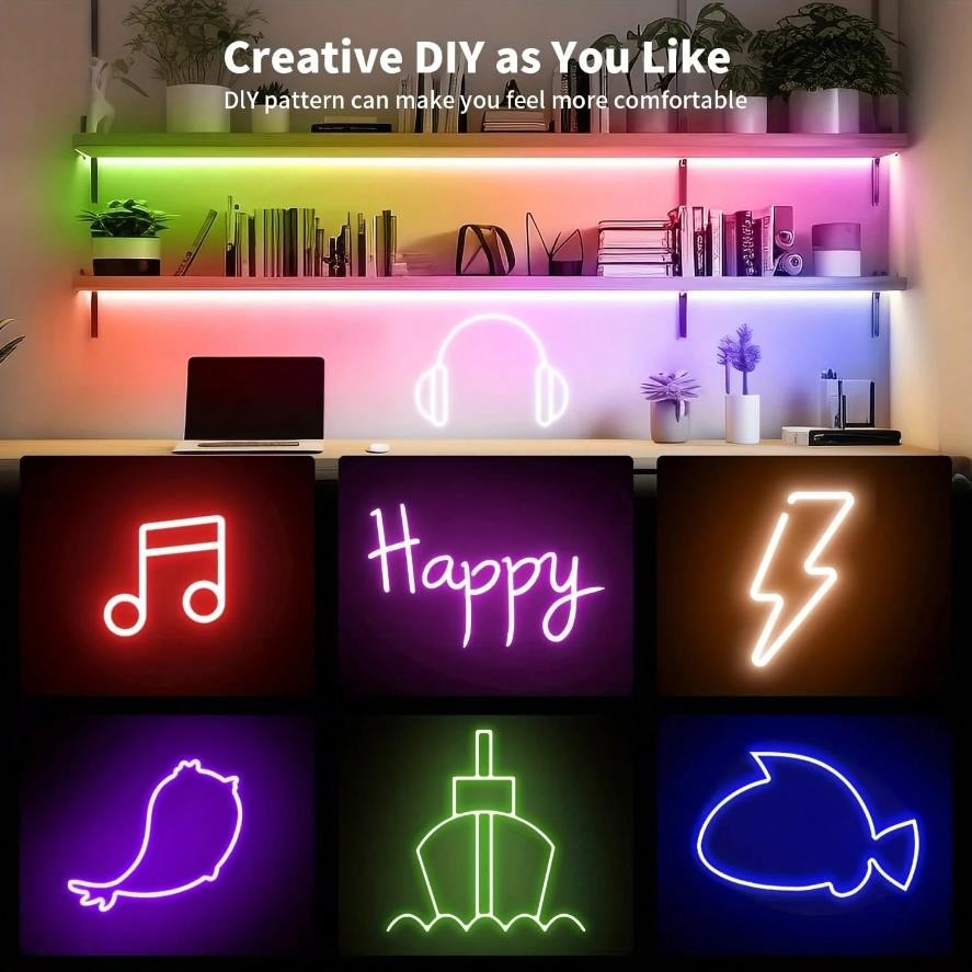 5V USB RGB Neon LED Strip 1/2/3/5M IP65 RGB Neon Lamp Tape with App and Remote Control For DIY Neon Deocoration Lighting