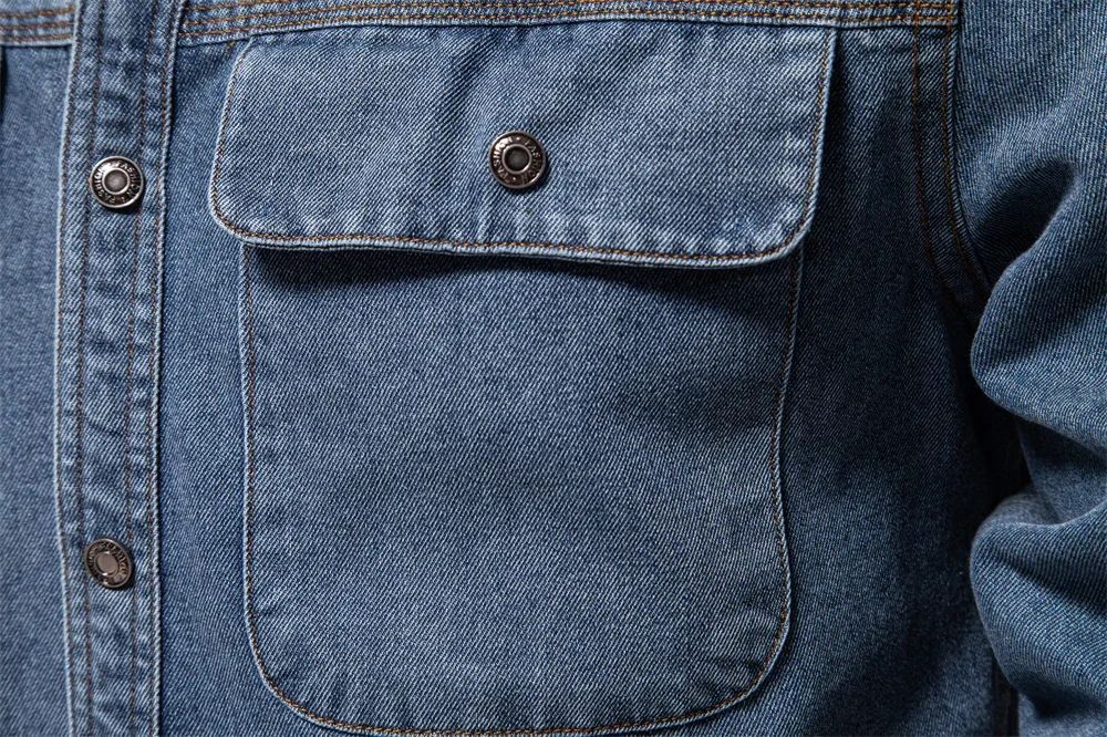 New Autumn 100% Cotton Men's Denim Shirts Solid Color Long Sleeve Cowboy Jean T-Shirt Coat Fashion Casual Fit Shirts for Men