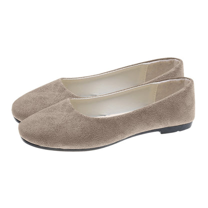 Woman Flats Casual Round Toe Cute Flats Flock Mocasines Ballerina Church Flats Female Suede Elegant Soft Sole Mom Shoes