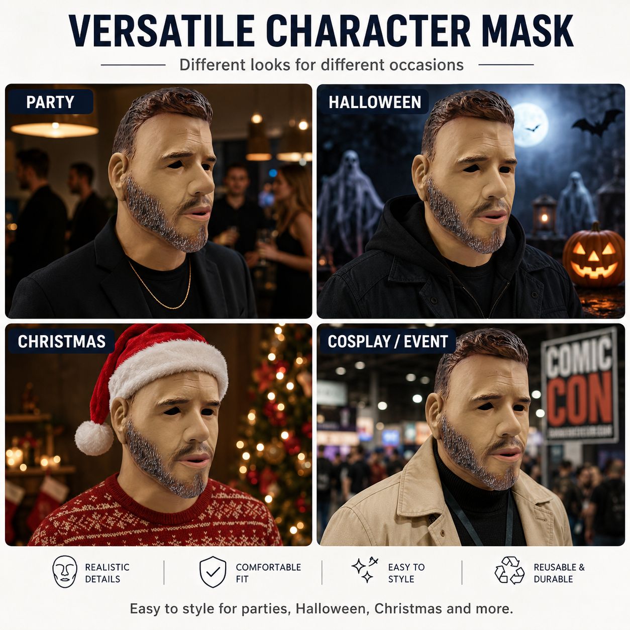 Realistic Latex Male Mask Chris Hemsworth Celebrity Mask Halloween Carnival Costume Party Fancy Dress Adult Prank Head Cover