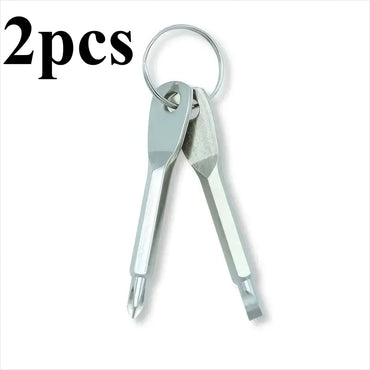 2 Chaveiros de Chave de Fenda em Preto/Prata, Aço Durável, Cabeça de Chave de Fenda, Adequado para Carros, Bicicletas e Motocicletas