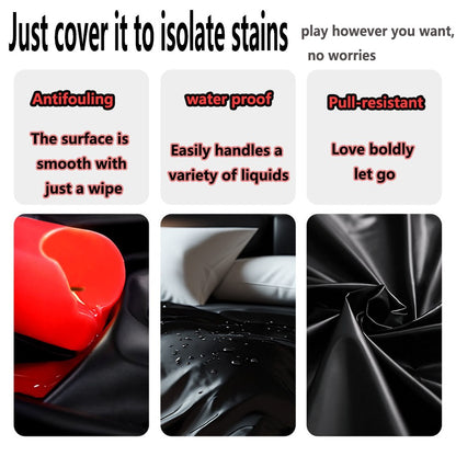 Waterproof Bed Sheet, Black Adult Washable Bedding Protection, Passion Sheets for Couples, Liquid Proof Fitted Mattress Cover