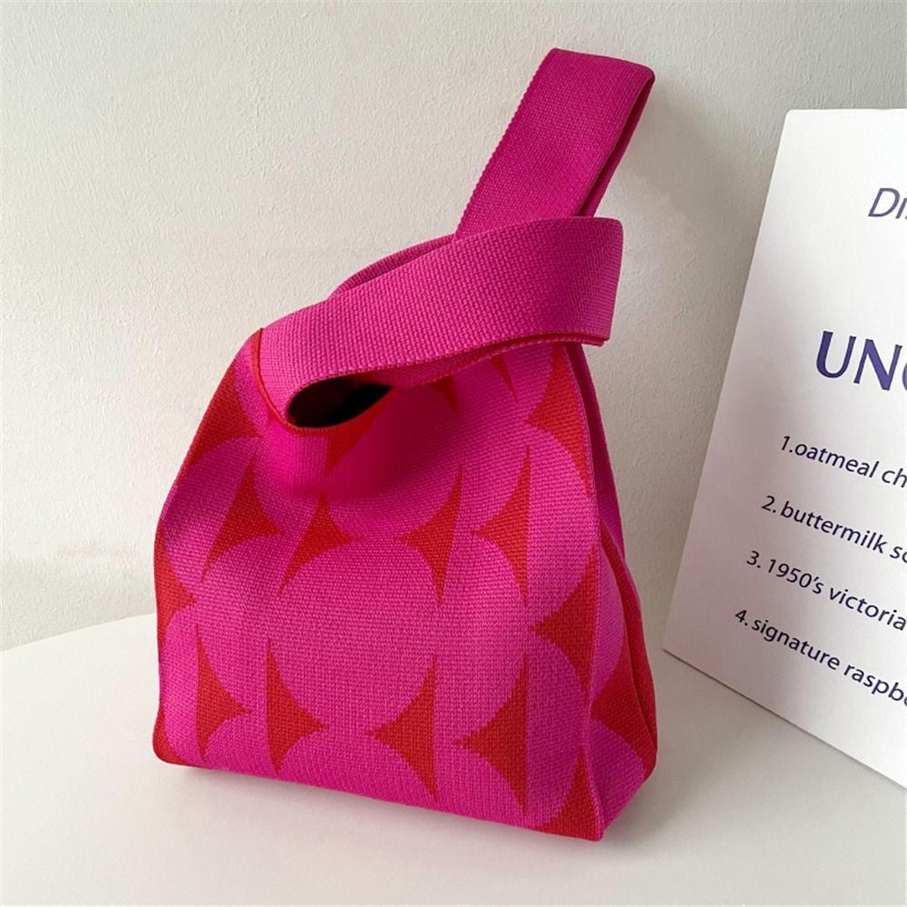 Girls Reusable Handmade Knit Handbag Tote Bag Wrist Bag Shopping Bags