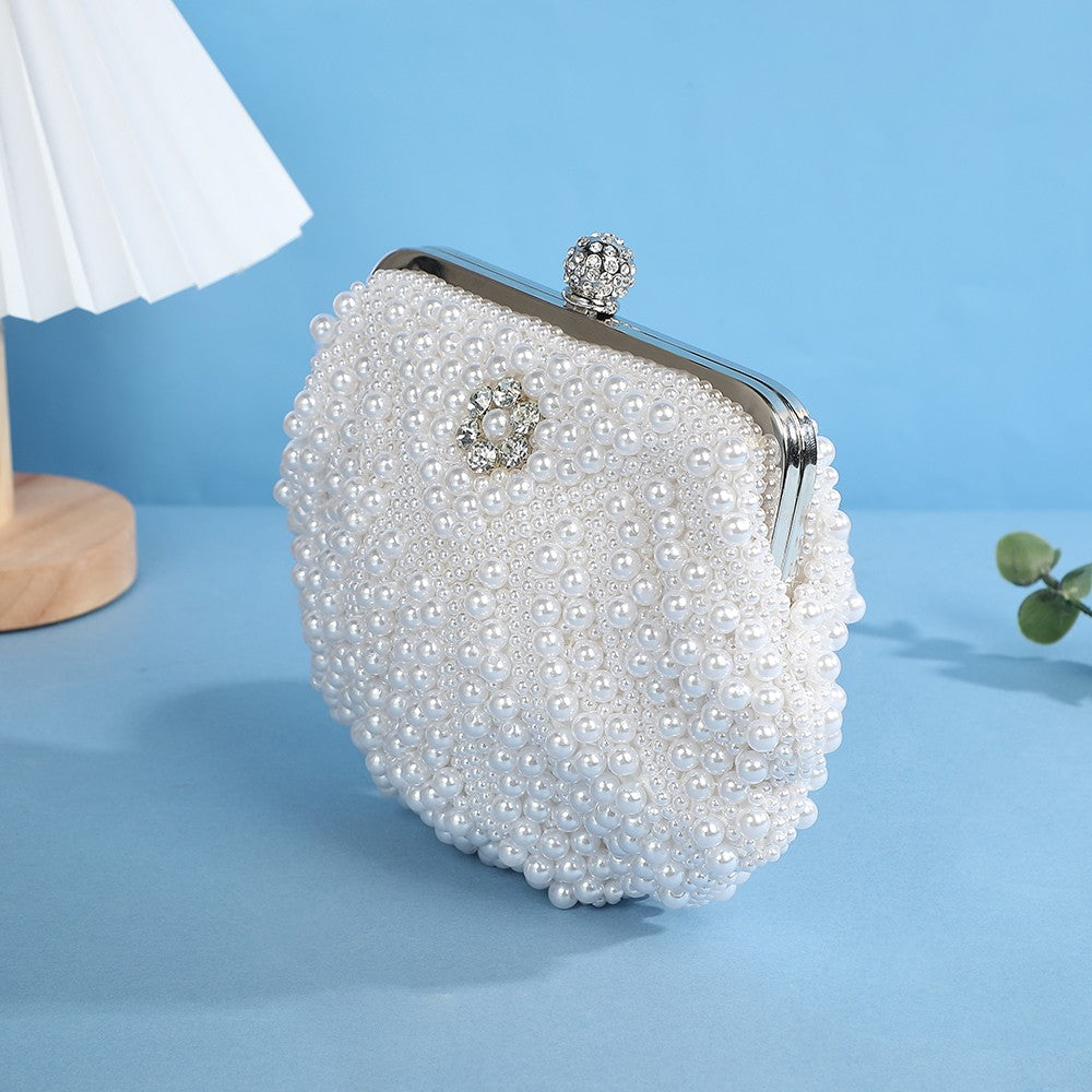 Fashionable and elegant shell pearl evening bag socialite travel cosmetics storage bag diamond-encrusted versatile handbag for