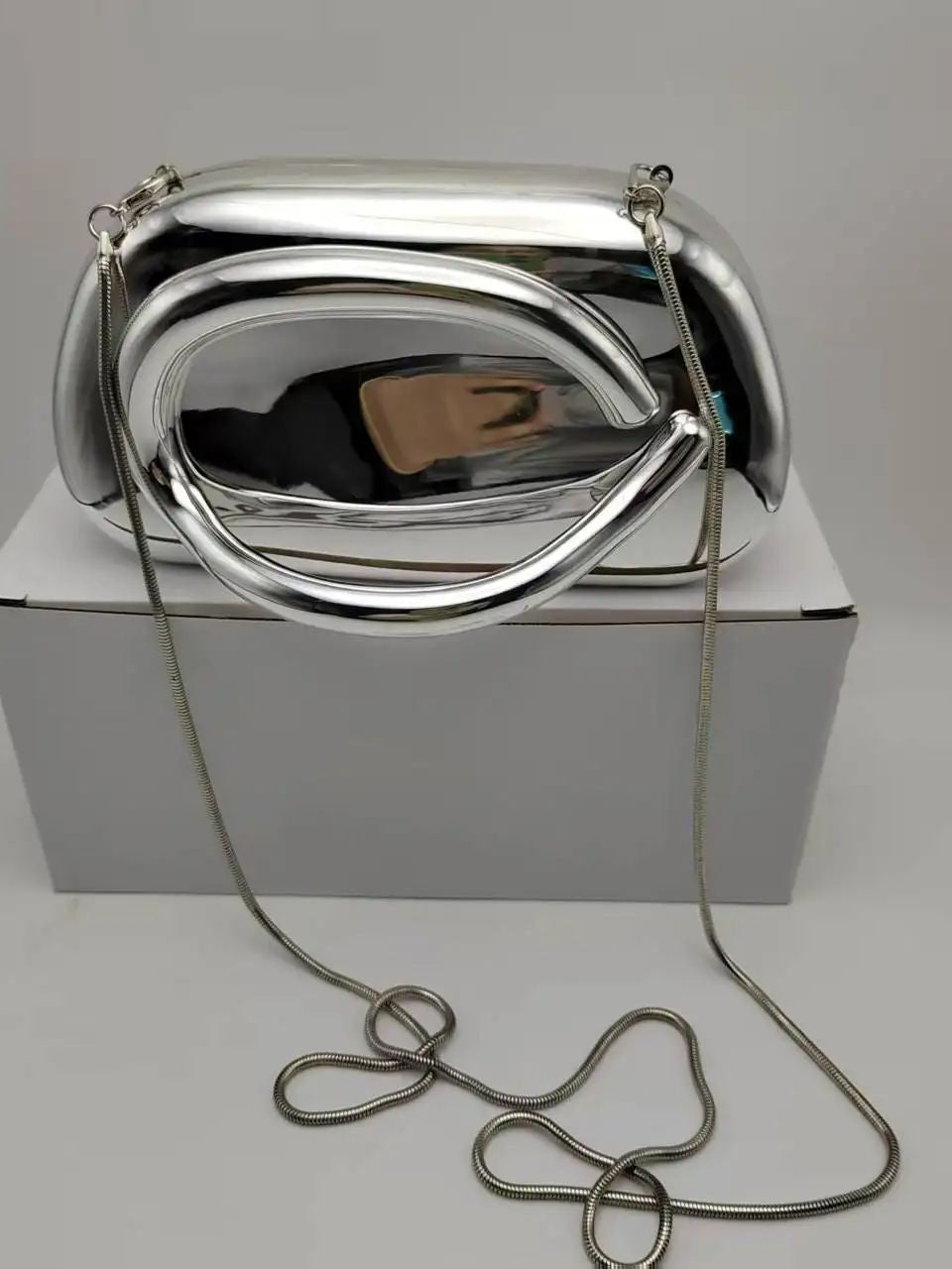 2025 Summer Silver/Pink/Gold/ Acrylic Metallic Box Purse Party Evening Bags Bolsa For Women Party