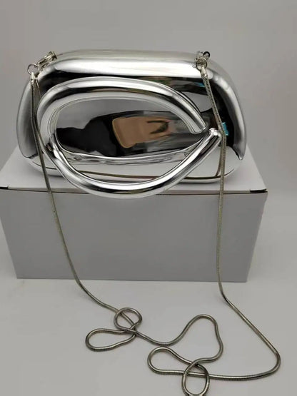 2025 Summer Silver/Pink/Gold/ Acrylic Metallic Box Purse Party Evening Bags Bolsa For Women Party