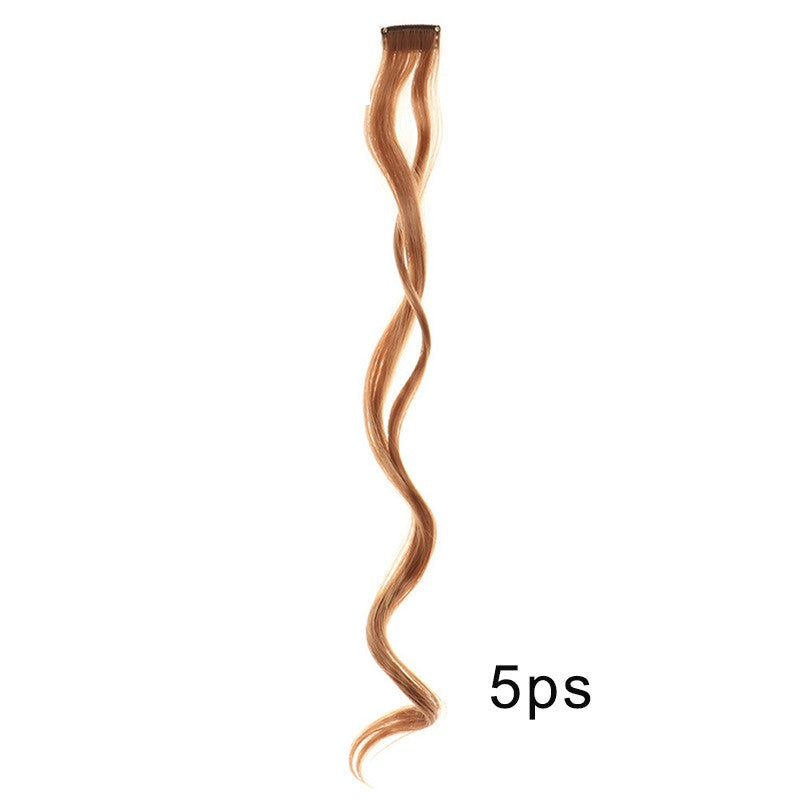5pcs Colorful Curly Wavy Hair Extensions 18 inch Synthetic Wave Clip-In Hairpieces for Women Cosplay Christmas & New Year Gifts