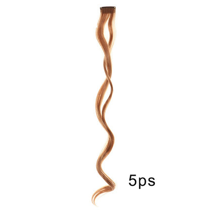 5pcs Colorful Curly Wavy Hair Extensions 18 inch Synthetic Wave Clip-In Hairpieces for Women Cosplay Christmas & New Year Gifts