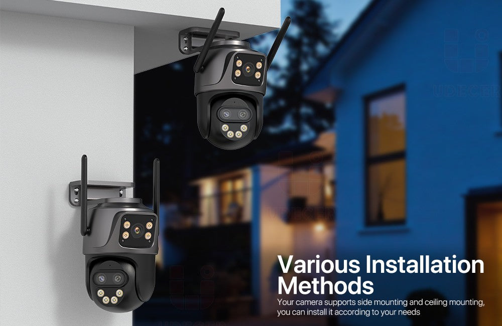 6K 9MP HD IP Camera Outdoor Three-Lens External WiFi Camera 4K/2K Dual Screen Security PTZ Cam Auto Tracking Surveillance iCSee