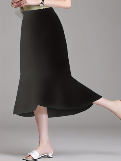 Spring and summer new plus size women's fashion temperament wind solid color half-body skirt