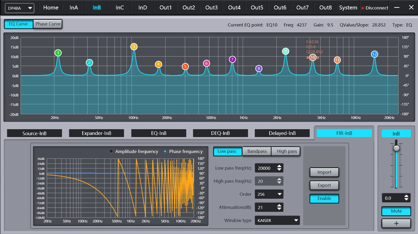 DP48X Processador de Áudio Digital Profissional 4 Entradas 8 Saídas Processador Drive Rack com RIR DEQ Sistema de Gerenciamento de Alto-falantes 192KHZ