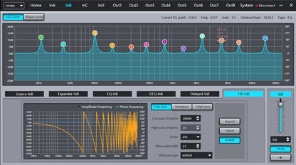 DP48X Processador de Áudio Digital Profissional 4 Entradas 8 Saídas Processador Drive Rack com RIR DEQ Sistema de Gerenciamento de Alto-falantes 192KHZ