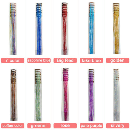 6 peças de extensões de cabelo com presilha Tinsel, pacote com 6 peças de Tinsel para cabelo de 20 polegadas, extensões de cabelo com glitter resistentes ao calor