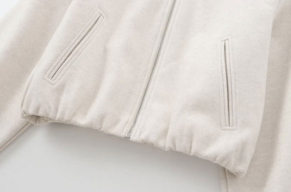 Oversized Soft Bomber Jacket for Women, Long Sleeve Coat, Front Zipper, Female Outerwear, Chic Tops, Fashion