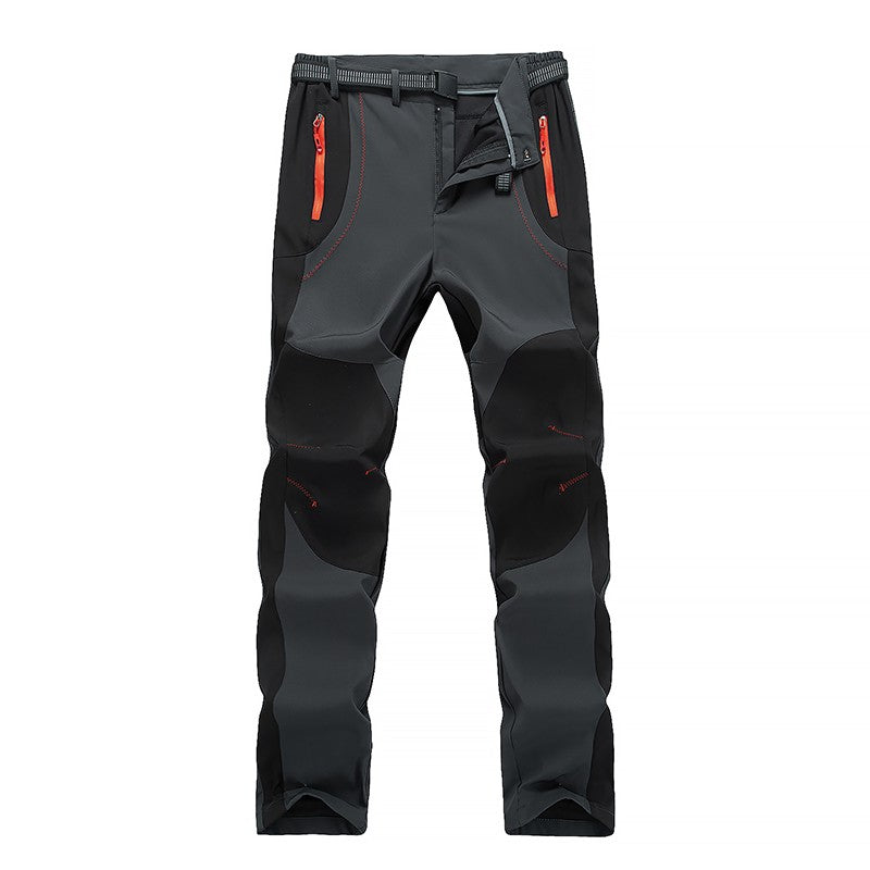 LNGXO Thick Warm Fleece Hiking Pants Men Winter Waterproof Windproof Outdoor Soft Shell Rain Trousers Trekking Camping Ski Pants