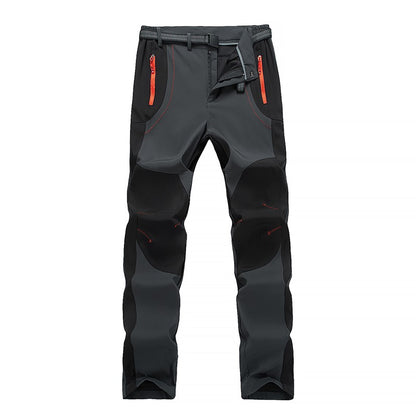 LNGXO Thick Warm Fleece Hiking Pants Men Winter Waterproof Windproof Outdoor Soft Shell Rain Trousers Trekking Camping Ski Pants