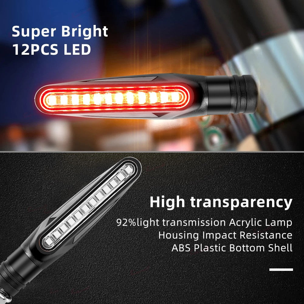 2PCS Sinais de Direção LED para Motocicleta Luz 12 SMD Pisca Traseiro Fluxo de Água Pisca-Pisca IP68 Flexível Luzes Piscantes para Motocicleta
