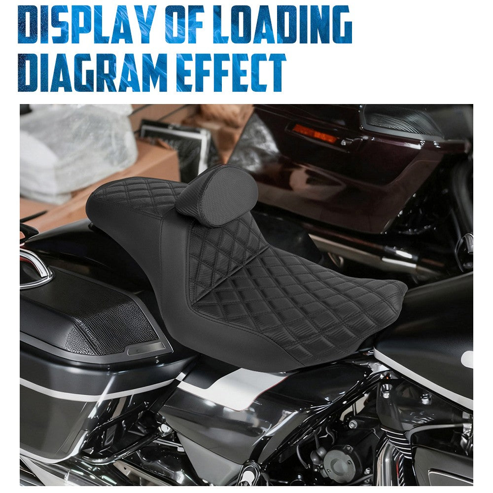 Assento Duplo de Motocicleta com Encosto para Piloto e Passageiro Para Harley Touring FLHR 2024-UP Road Street Glide CVO 2023