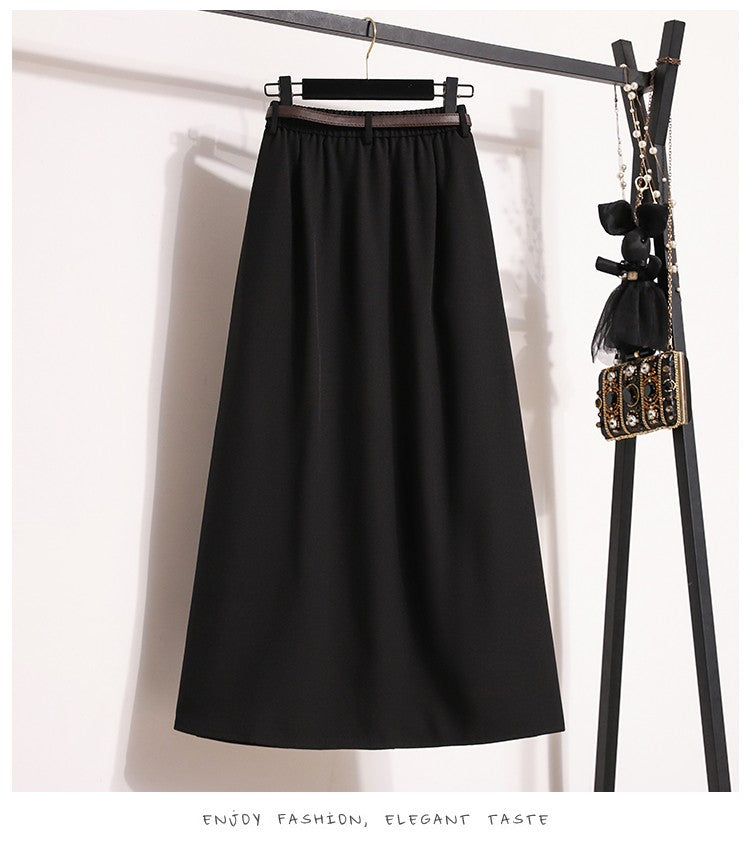 2025 Plus Size Skirts for Women Autumn Elegant Solid Women's Wrap Umbrella Skirts Korean High Waisted Suit Pleated Skirt